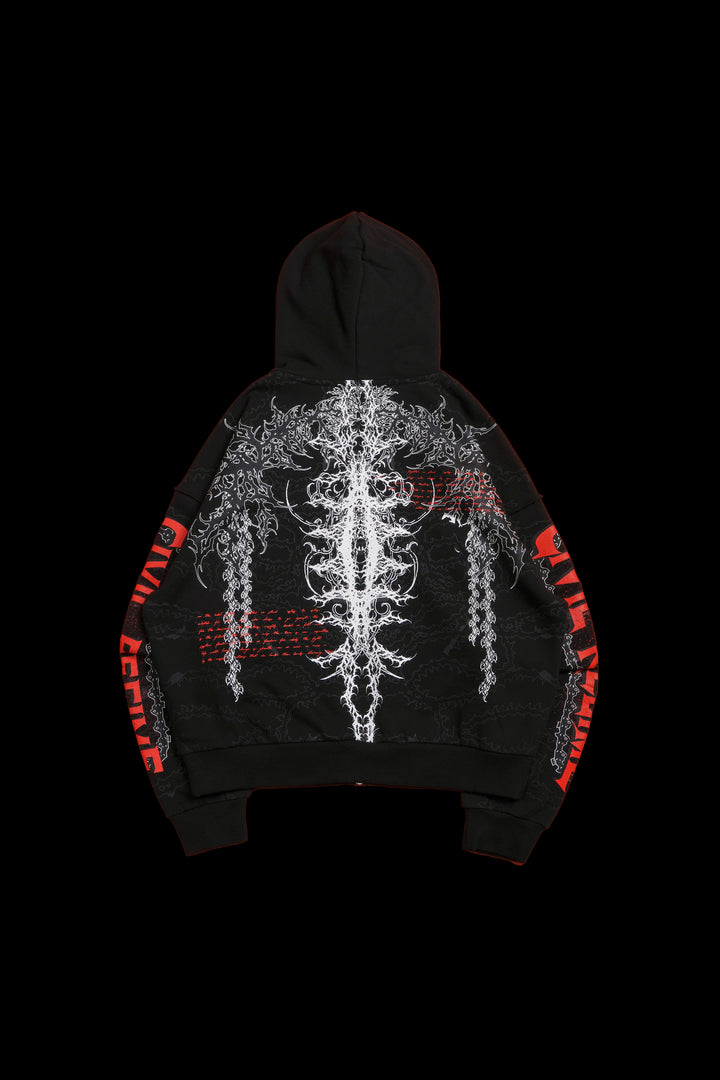 Chaos Is Policy Civil Zip Up Hoodie in Black