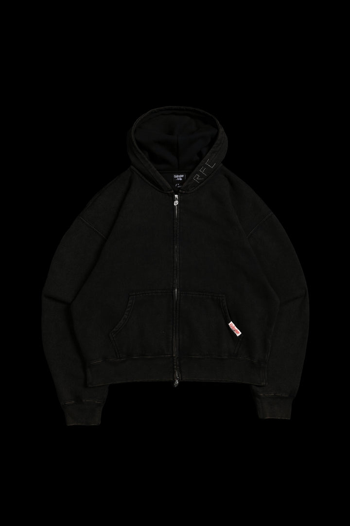 Concrete Sin Zip Up Hoodie in Sun Wash Black