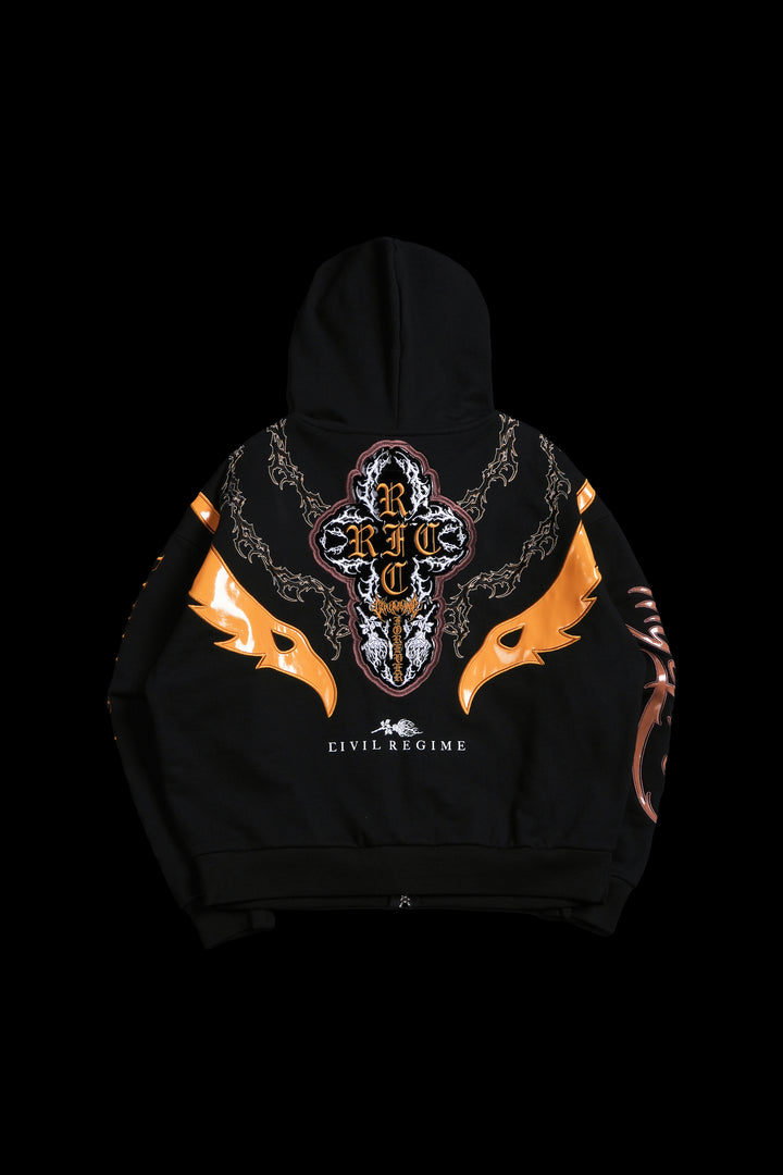 Oro Mysterio Full Zip Up Hoodie in Black