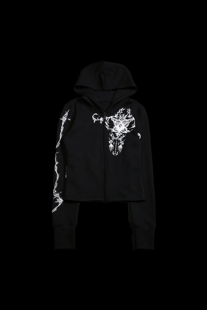 Control Alt Delete Pookie Zip Up Hoodie in Black
