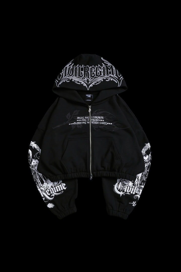 Bloom &amp; Conquer Ultra Cropped Hoodie in Black