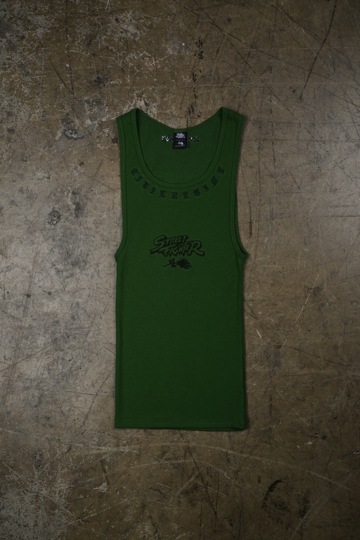 Fighters Forever Ribbed Tank in Olive Green