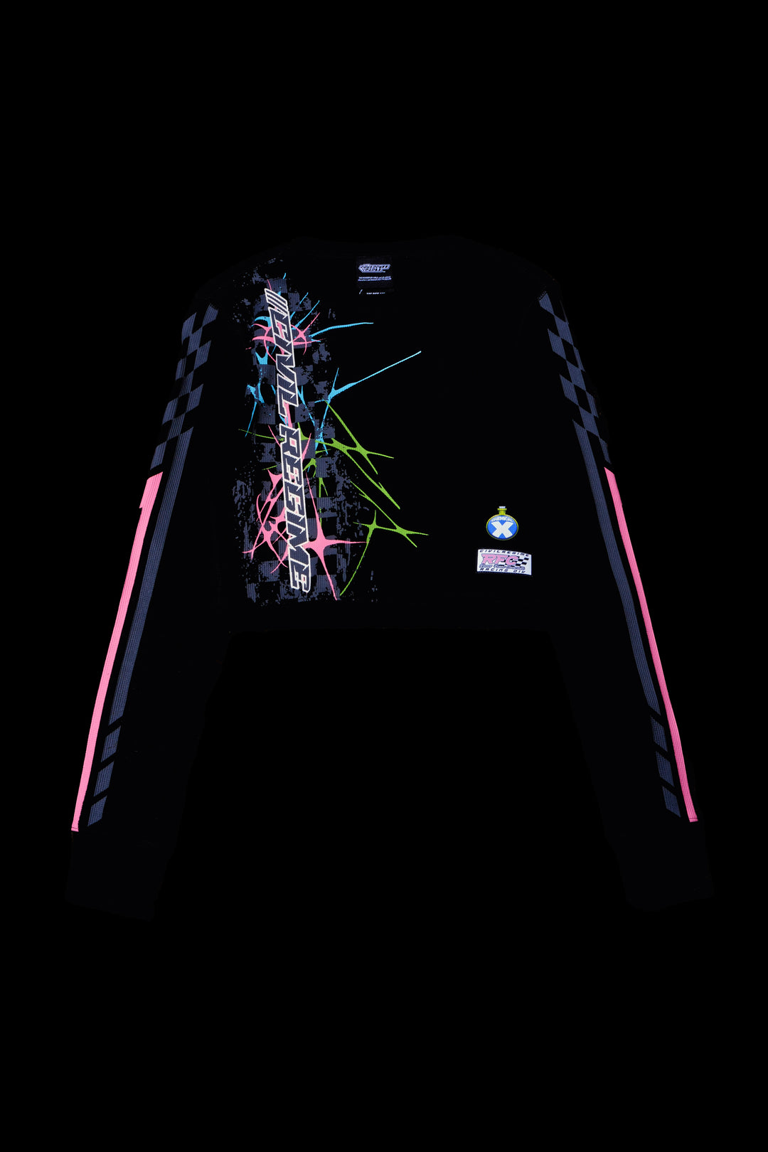 Night Patrol Crop L/S Waffle Thermal in Black
