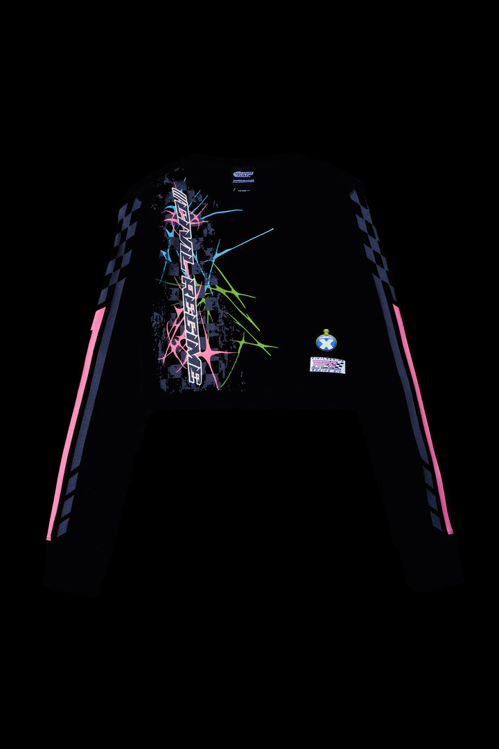 Night Patrol Crop L/S Waffle Thermal in Black