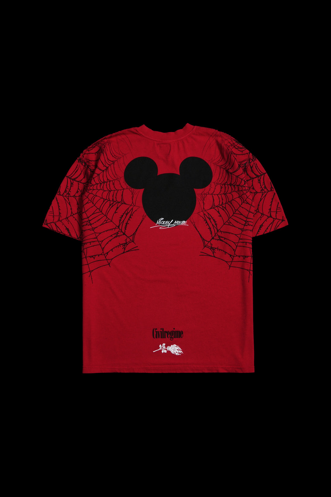 Cobweb Mickey American Classic Oversized Tee in Red