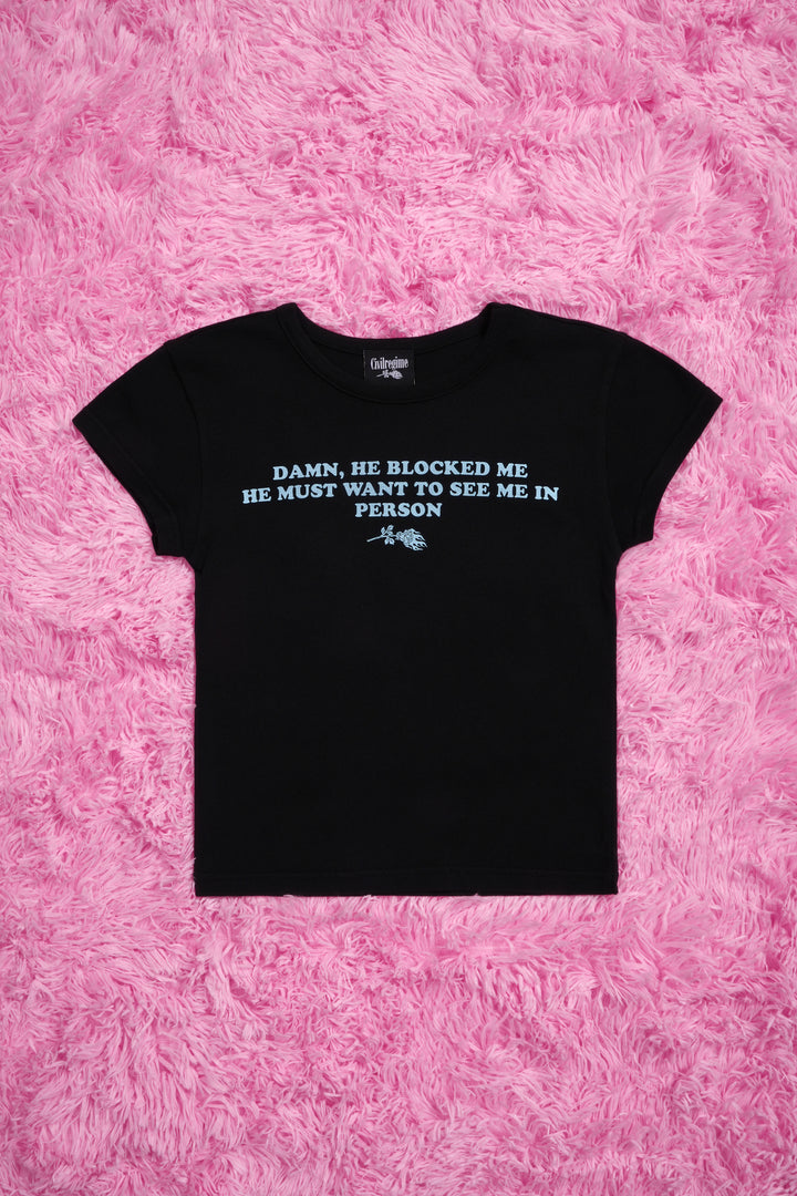 Obsessed With Me Baby Tee in Black