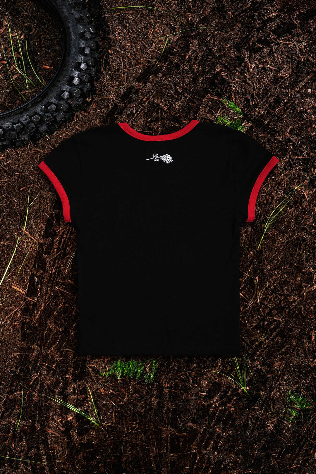 I Heart Him Baby Tee in Black/Red