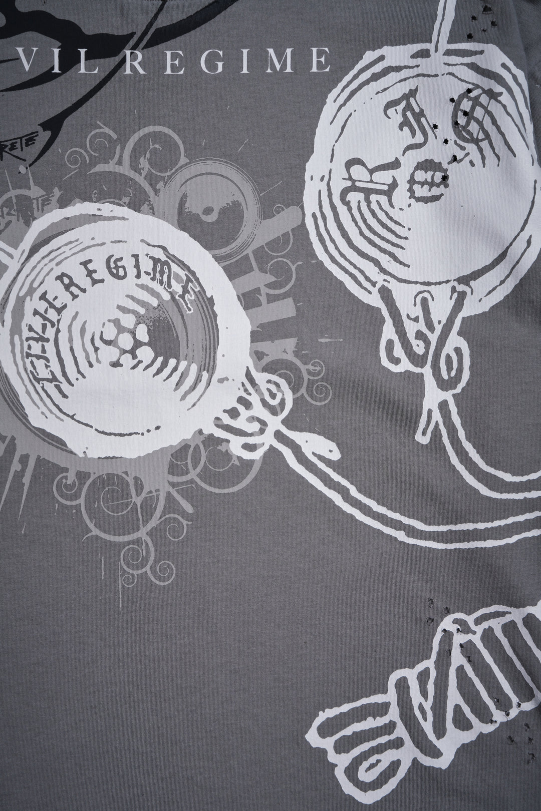 Music On, World Off Distressed Twofer in Ash Gray Stripe Black/Gray