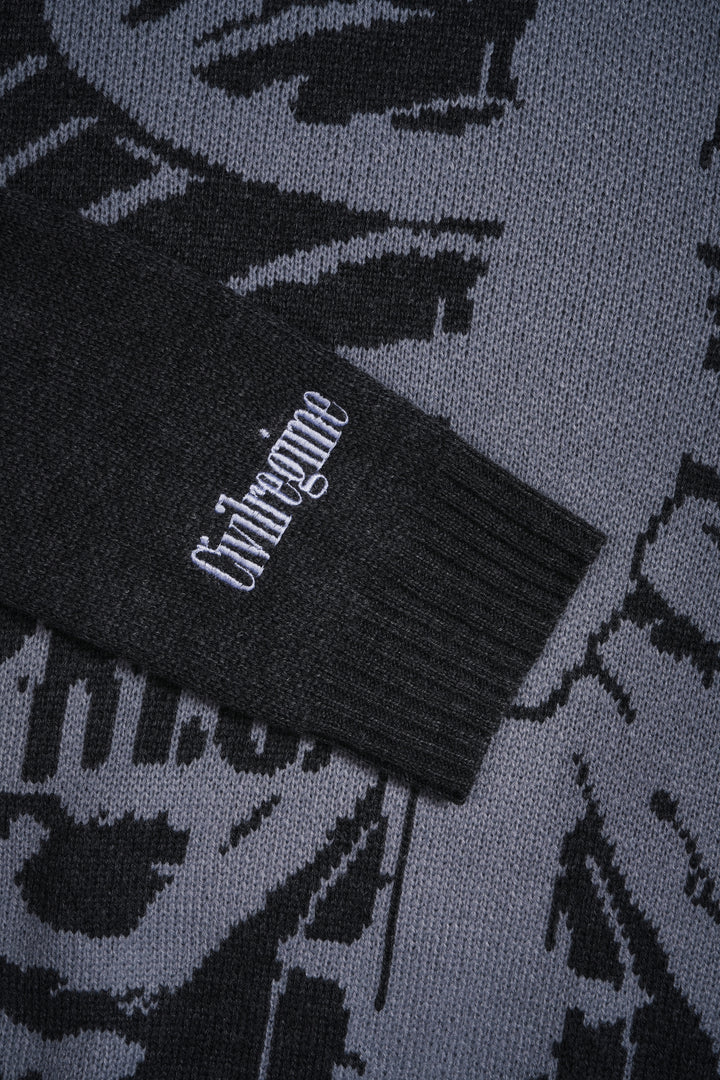 I Bite Cable Distressed Knit Sweater in Charcoal