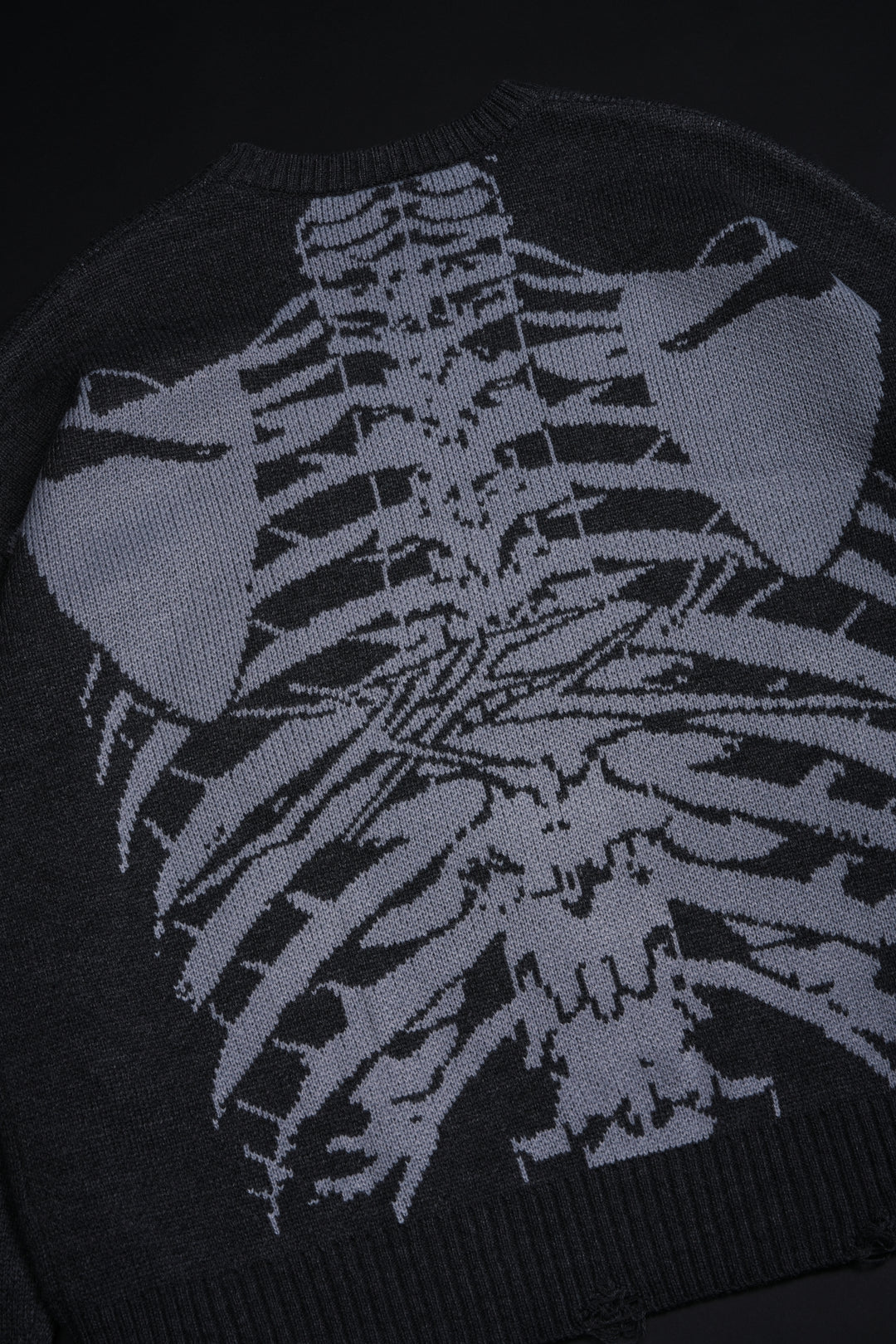 I Bite Cable Distressed Knit Sweater in Charcoal