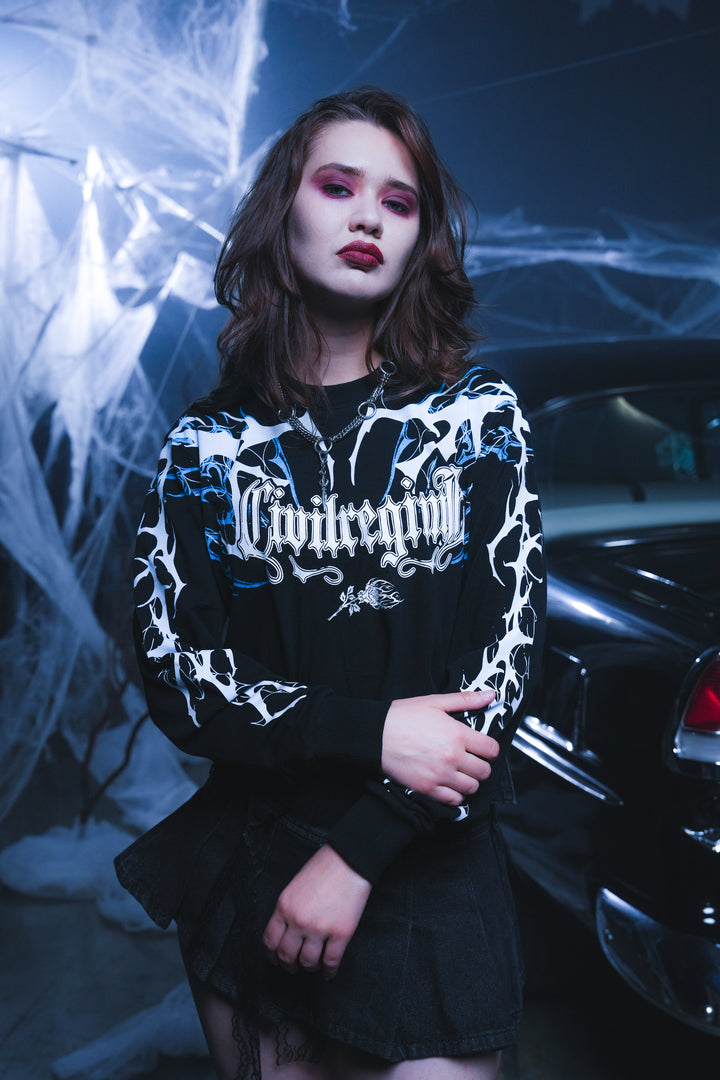 Broken Vow L/S Boxy Crop Tee in Black