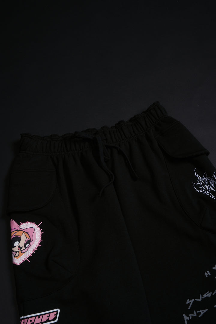 Bloom Blossom Vault Cargo Baggy Pants in Black