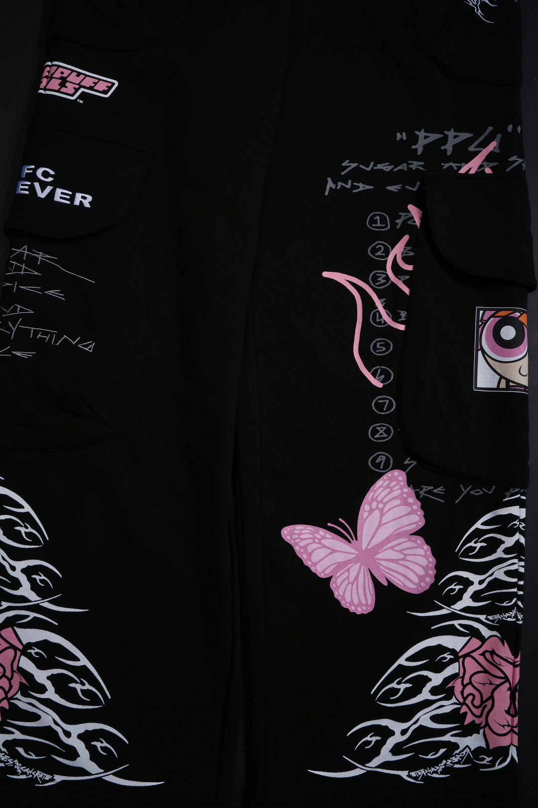 Bloom Blossom Vault Cargo Baggy Pants in Black