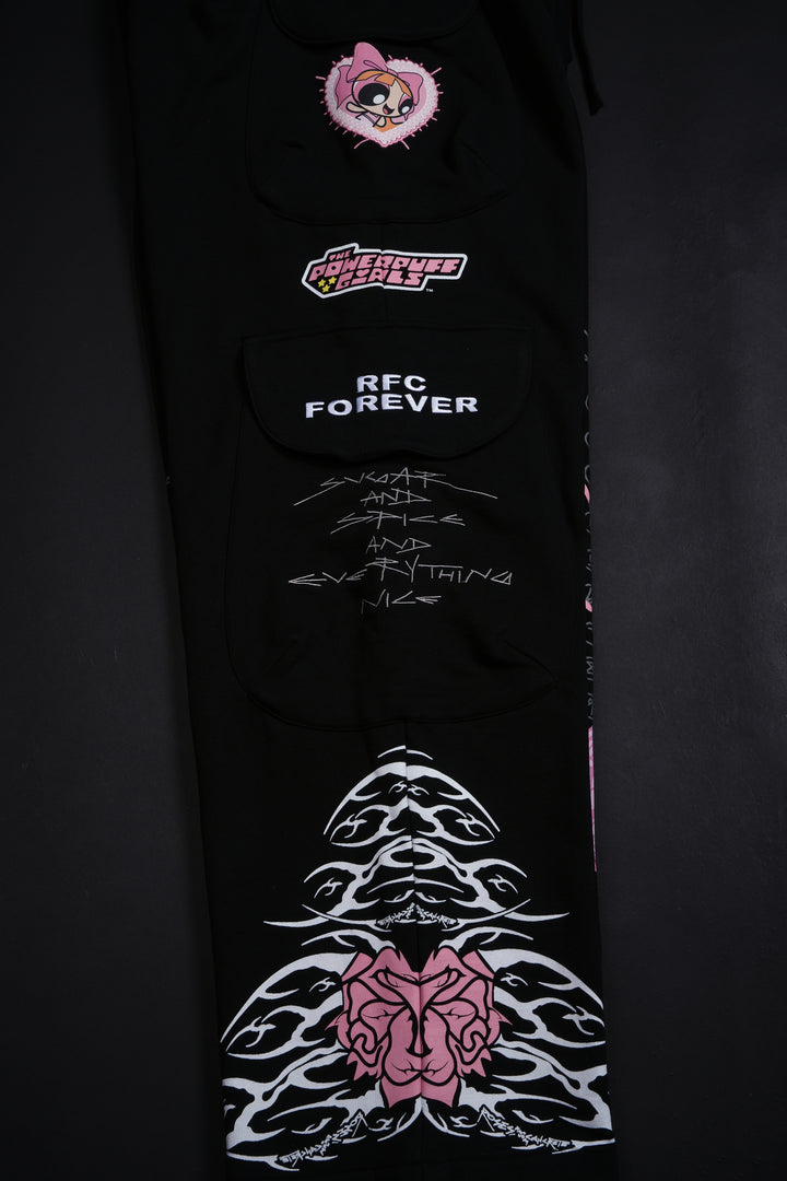 Bloom Blossom Vault Cargo Baggy Pants in Black