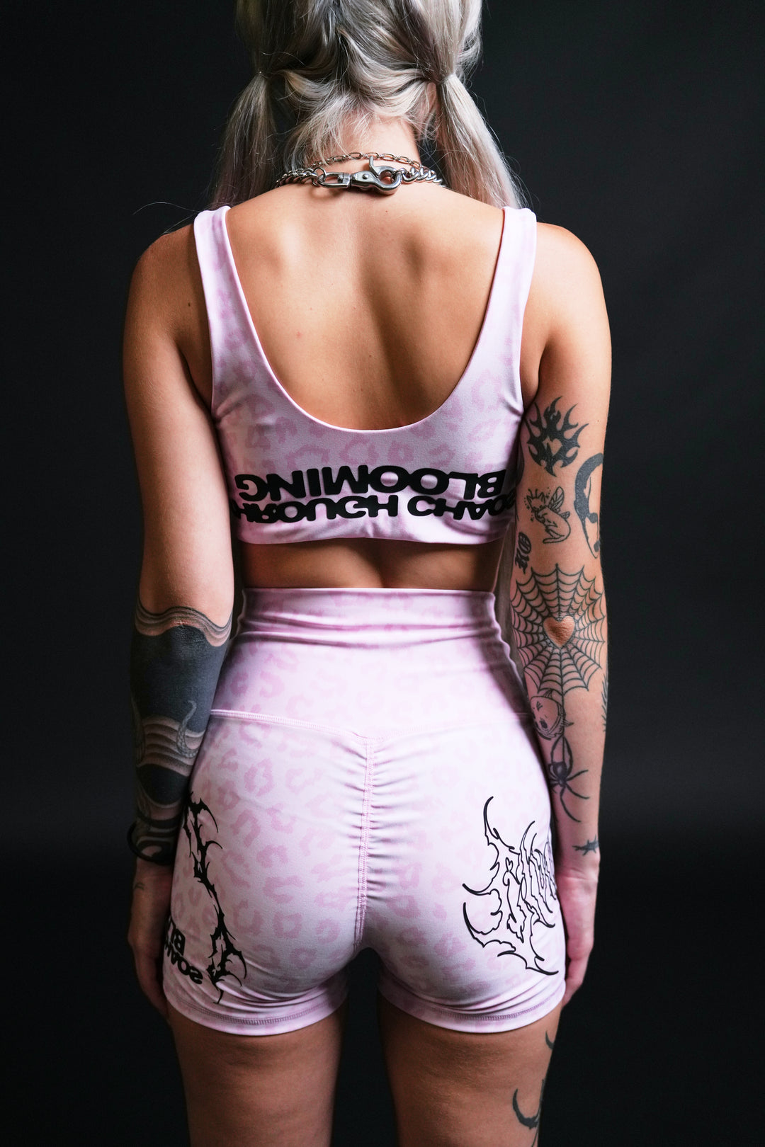 Baby Pink Energy Biker Shorts in Baby Pink Cheetah