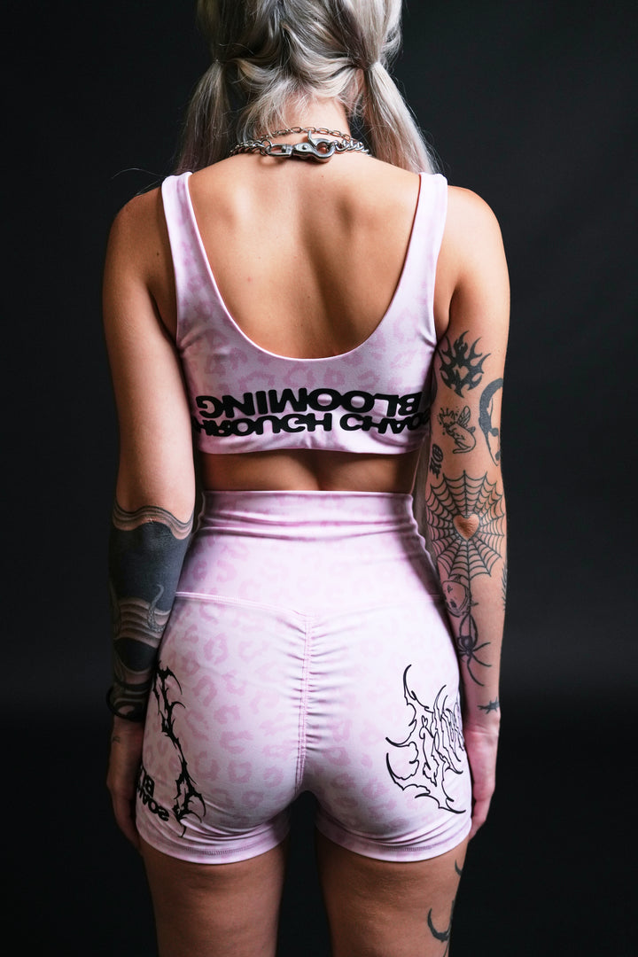 Baby Pink Energy Biker Shorts in Baby Pink Cheetah