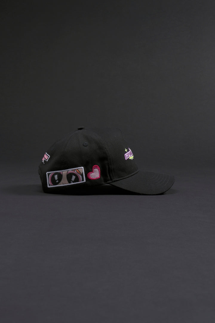 Blossom's Halo 5 Panel Strapback Hat in Black