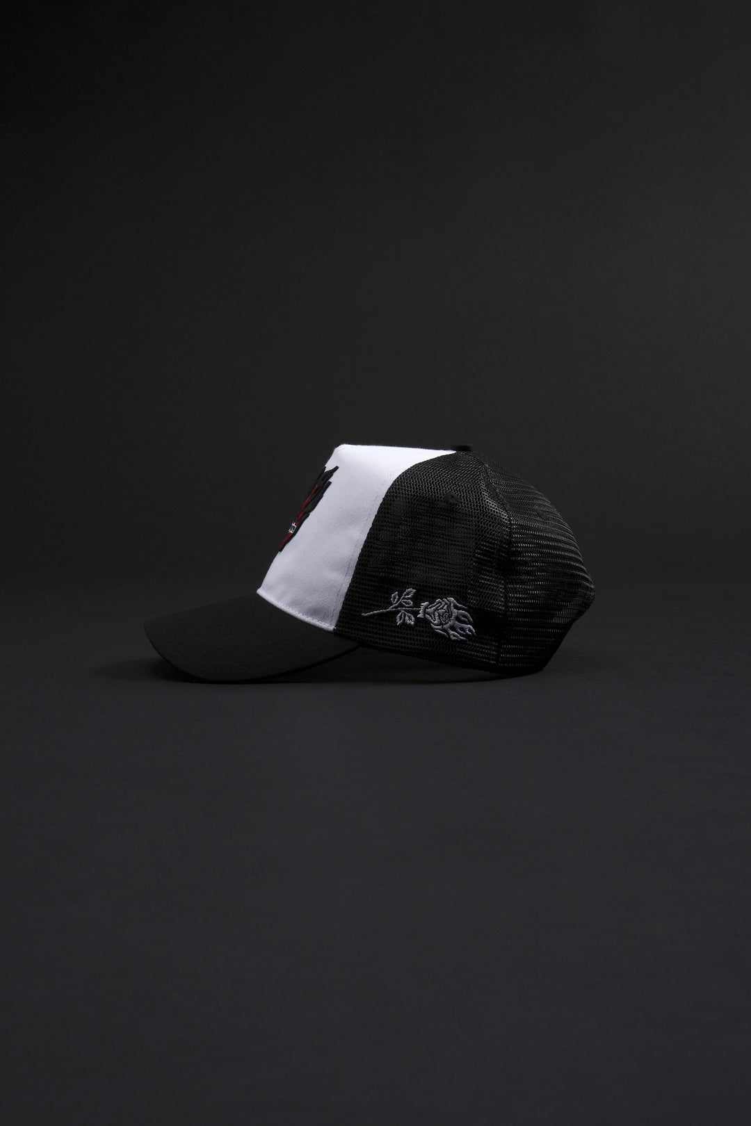 Blazing Rose Trucker Hat in White/Black