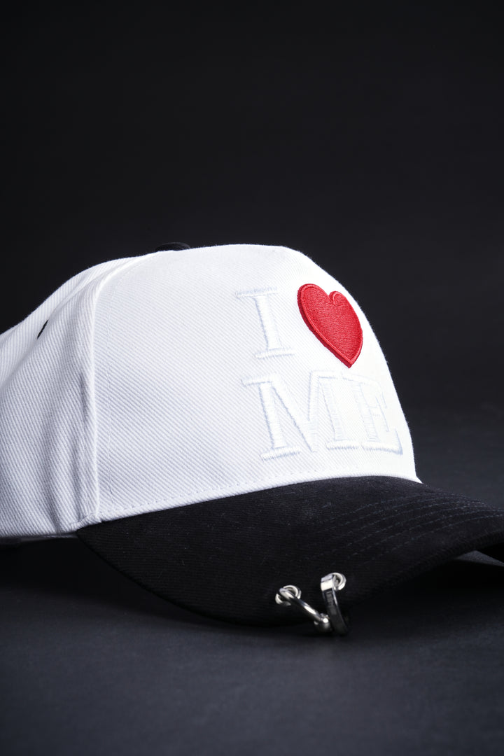 Airhead 5 Panel Strapback Hat in White/Black