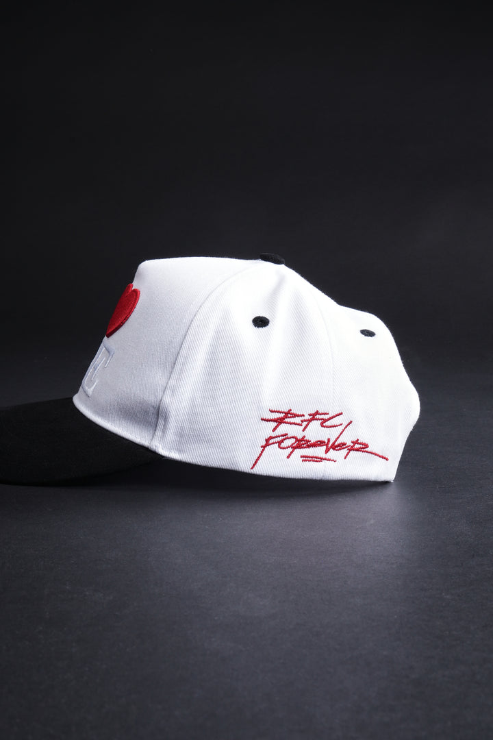 Airhead 5 Panel Strapback Hat in White/Black