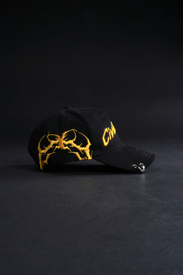 Regime 5 Panel Strapback Hat in Black