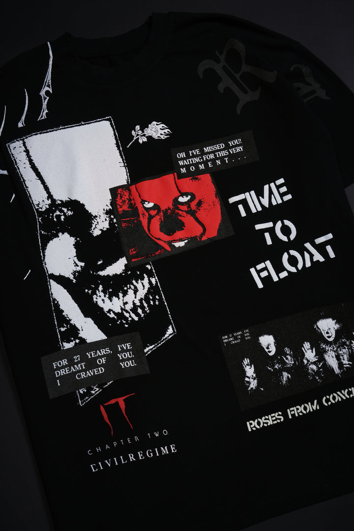 Time To Float American Classic Oversized Tee in Black