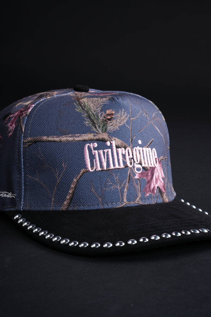Studded Rose 5 Panel Snapback Hat in Bankai Camo/Black