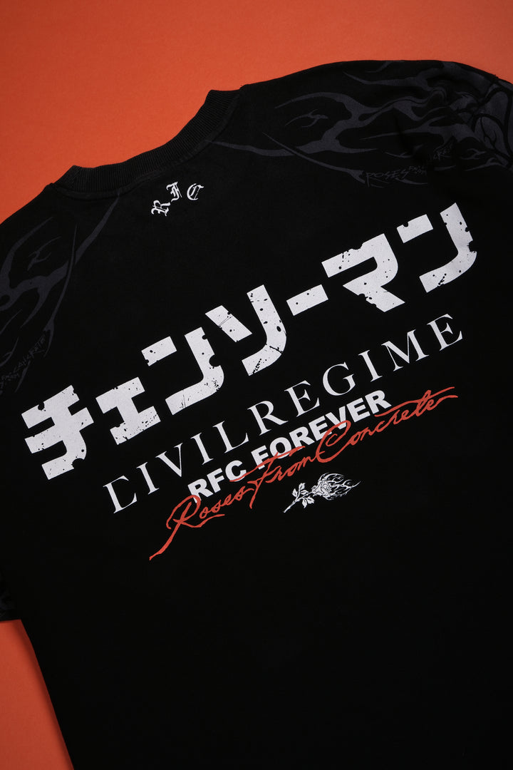 Chainsaws Chaos American Classic Oversized Tee in Vintage Black