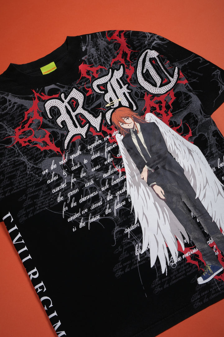 Angel Devil 199X Oversized Tee in Vintage Black