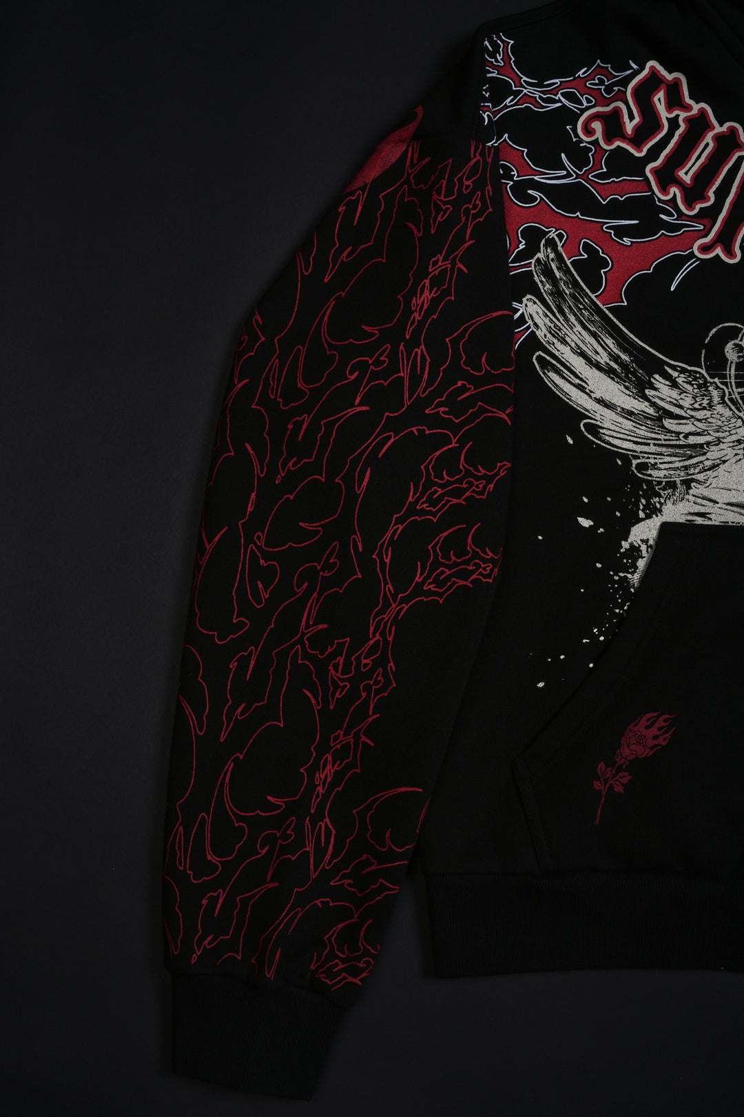 Tribal Of Steel Outliers Distressed Zip Up Hoodie in Black