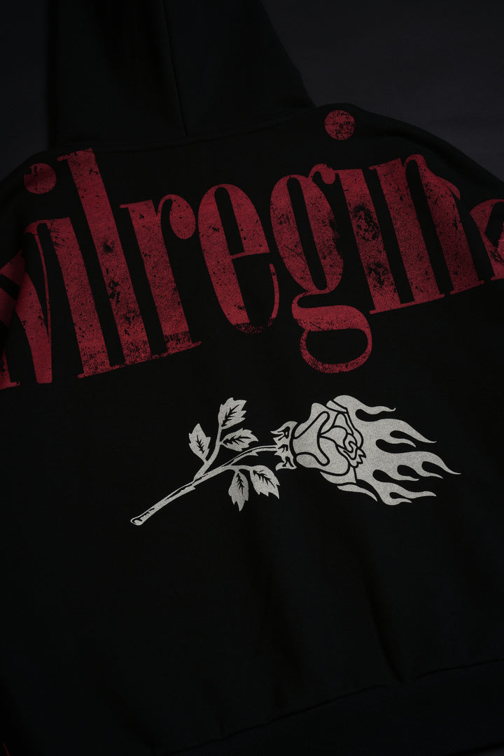 Tribal Of Steel Outliers Distressed Zip Up Hoodie in Black