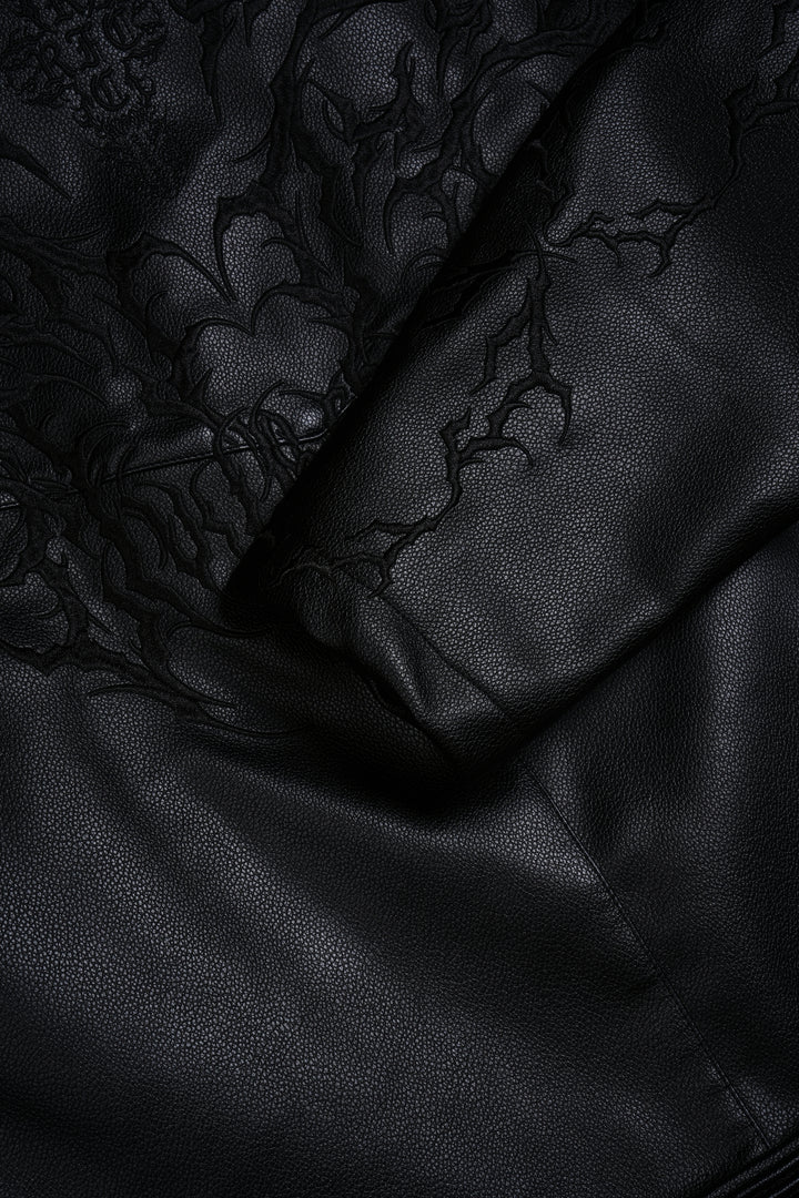 Blackthorn Hell Patch Biker Jacket in Black