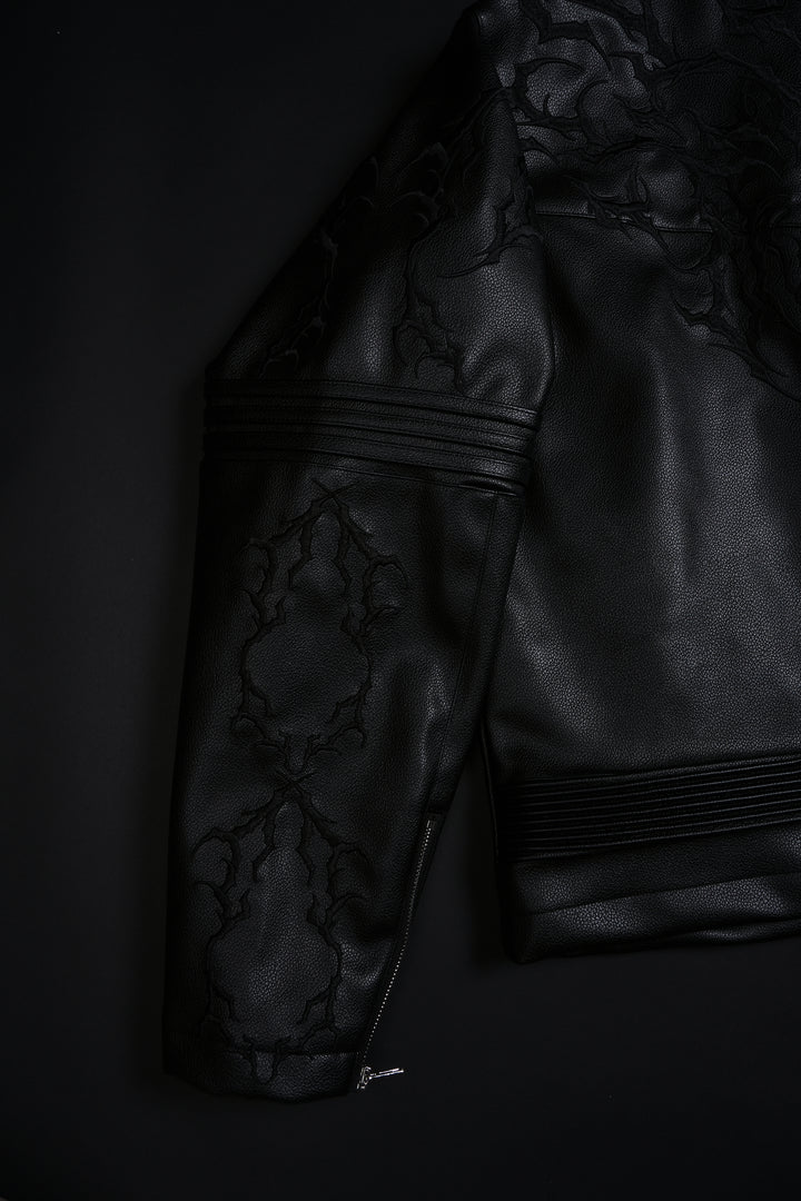 Blackthorn Hell Patch Biker Jacket in Black