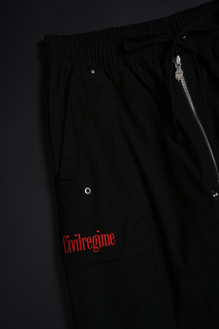 Fallen Rose Ultra Wide Leg Cargo Pants in Black
