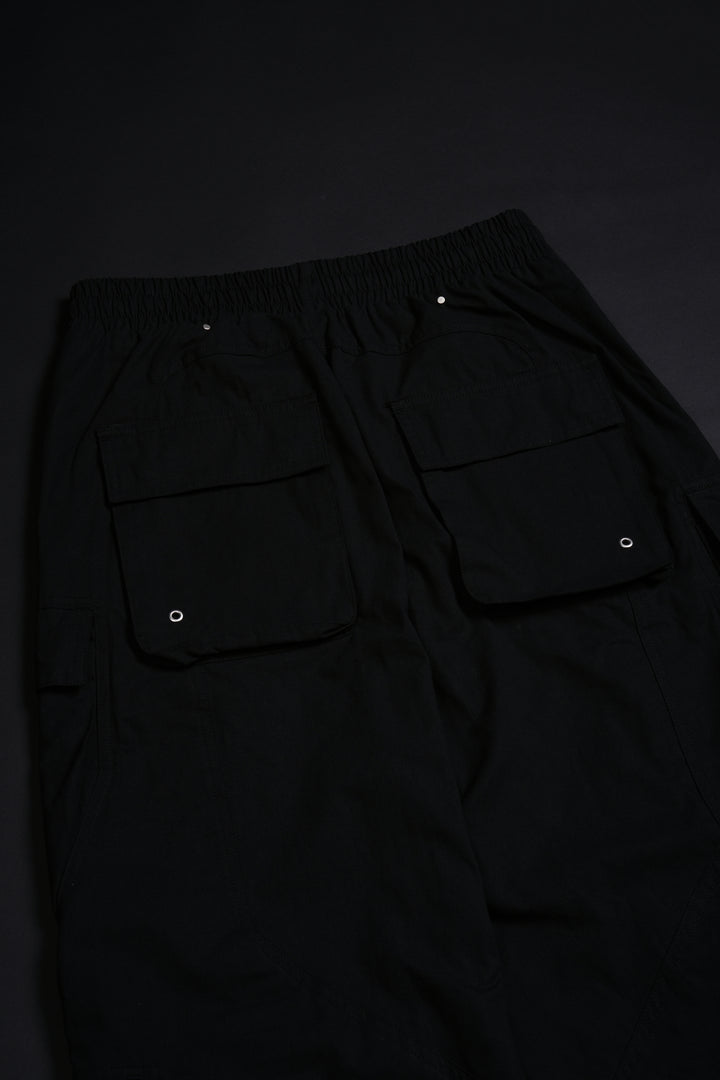 Fallen Rose Ultra Wide Leg Cargo Pants in Black