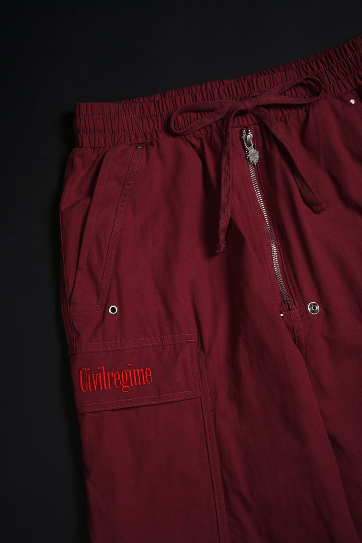Fallen Rose Ultra Wide Leg Cargo Pants in Burgundy