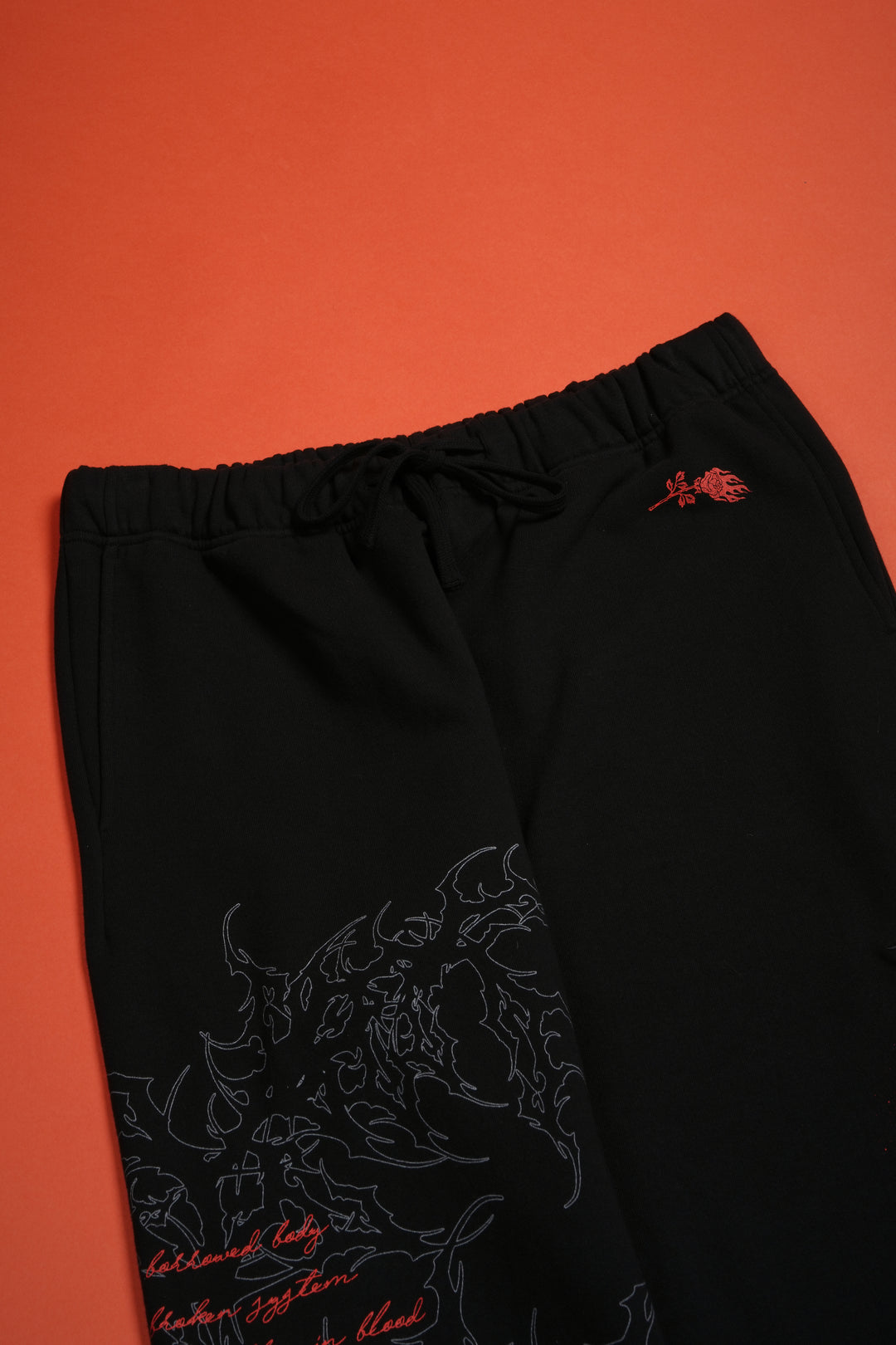 Chaos Is Policy Eternal Wide Leg Fleece Pants in Black