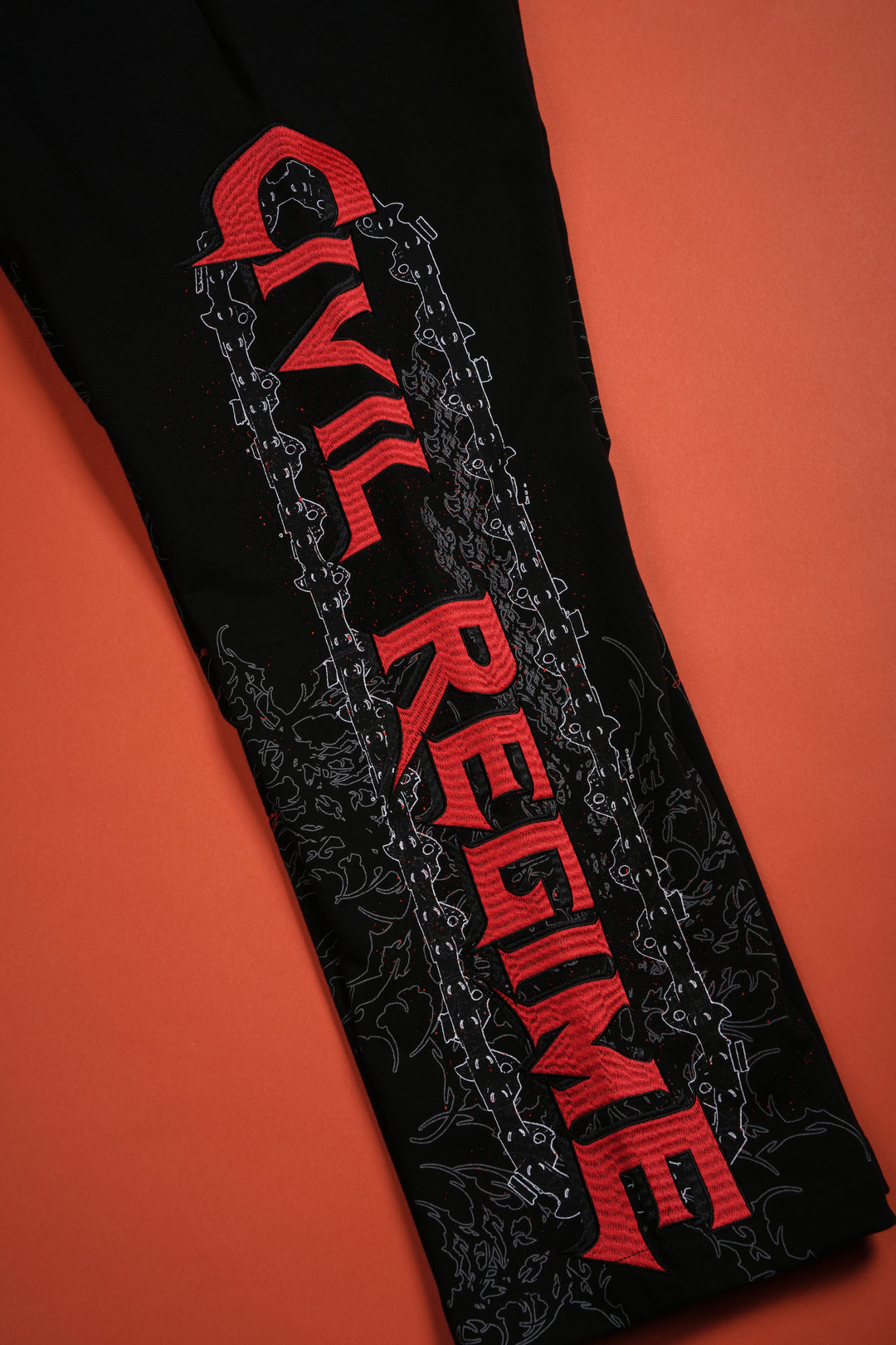 Chaos Is Policy Eternal Wide Leg Fleece Pants in Black