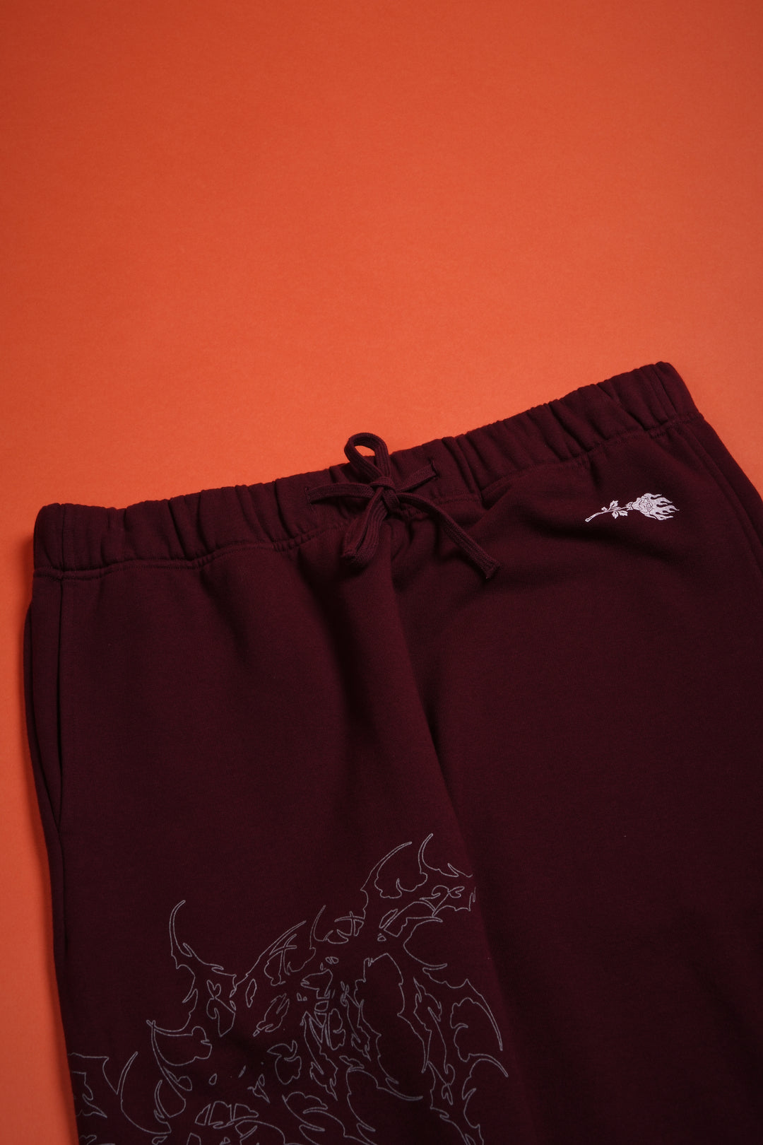 Chaos Is Policy Eternal Wide Leg Fleece Pants in Oxblood