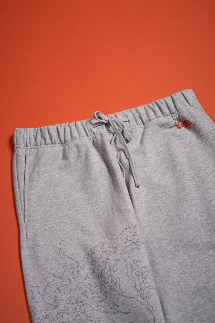 Chaos Is Policy Eternal Wide Leg Fleece Pants in Heather Gray