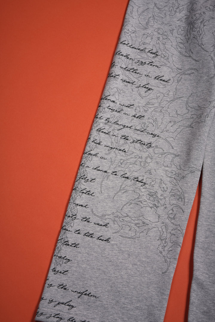 Chaos Is Policy Eternal Wide Leg Fleece Pants in Heather Gray