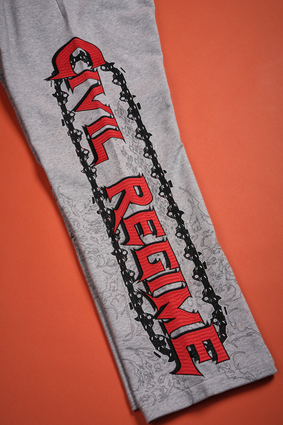 Chaos Is Policy Eternal Wide Leg Fleece Pants in Heather Gray