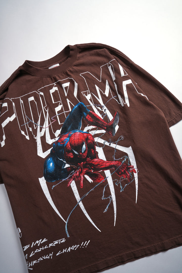 Spiderman Webs 199X Oversized Tee in Brown