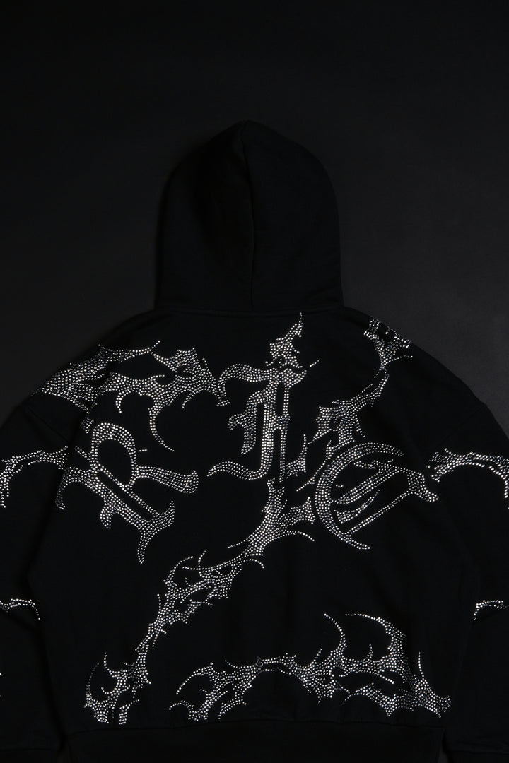Civil Riot Outliers Distressed Zip Up Hoodie in Black