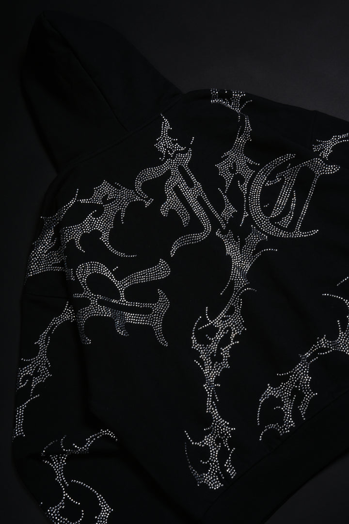 Civil Riot Outliers Distressed Zip Up Hoodie in Black