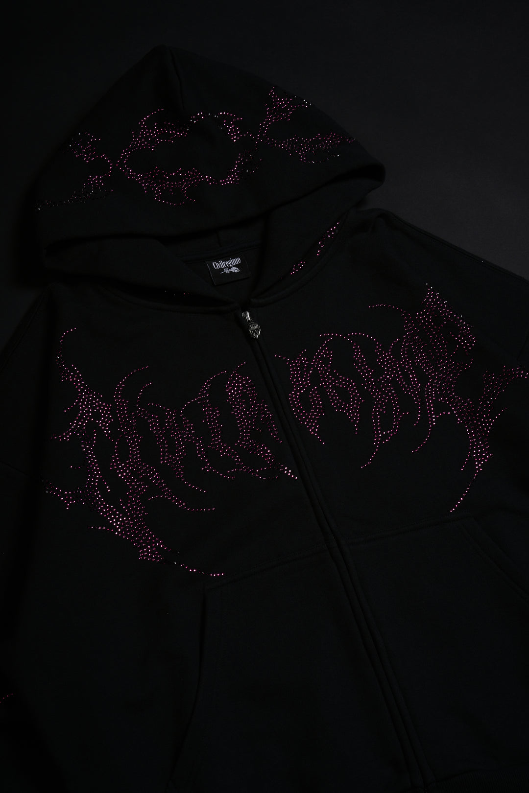 Civil Rampage Outliers Distressed Zip Up Hoodie in Black