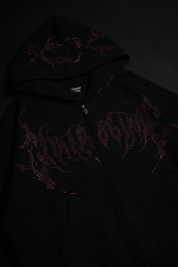 Civil Rampage Outliers Distressed Zip Up Hoodie in Black