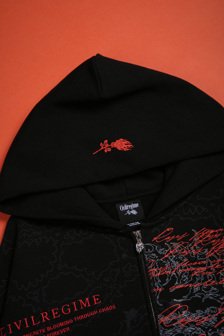 Chaos Is Policy Civil Zip Up Hoodie in Black