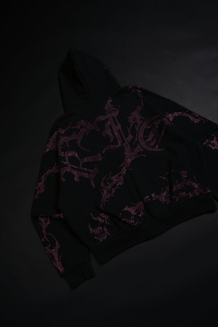 Civil Rampage Outliers Distressed Zip Up Hoodie in Black