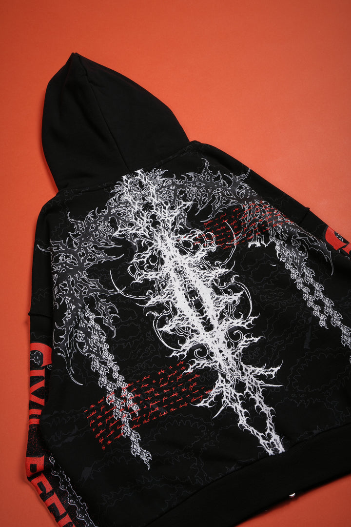 Chaos Is Policy Civil Zip Up Hoodie in Black